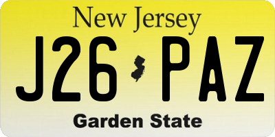 NJ license plate J26PAZ