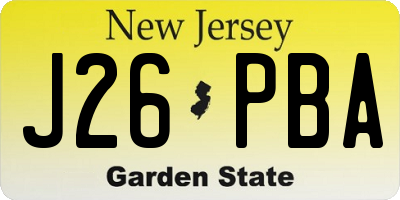 NJ license plate J26PBA