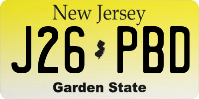 NJ license plate J26PBD