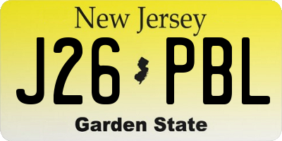 NJ license plate J26PBL
