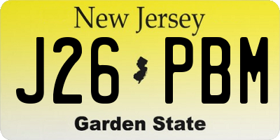 NJ license plate J26PBM