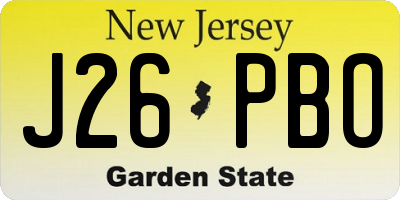 NJ license plate J26PBO
