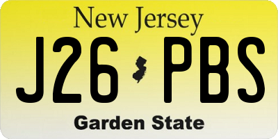 NJ license plate J26PBS