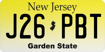 NJ license plate J26PBT