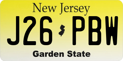 NJ license plate J26PBW