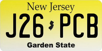 NJ license plate J26PCB