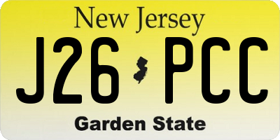 NJ license plate J26PCC