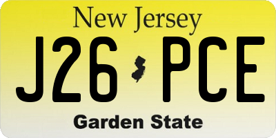 NJ license plate J26PCE