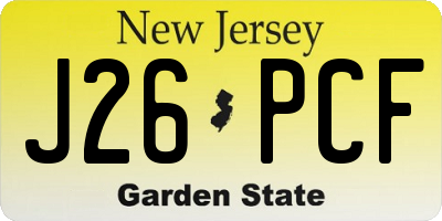 NJ license plate J26PCF