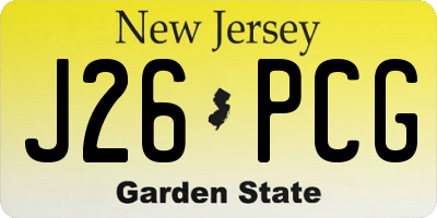 NJ license plate J26PCG