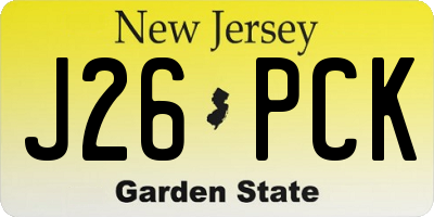 NJ license plate J26PCK