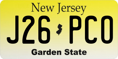 NJ license plate J26PCO