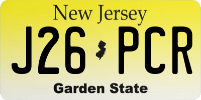 NJ license plate J26PCR
