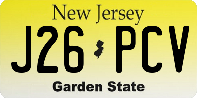 NJ license plate J26PCV