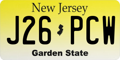 NJ license plate J26PCW