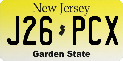 NJ license plate J26PCX