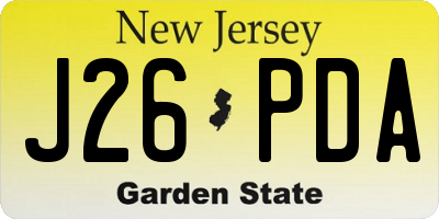 NJ license plate J26PDA