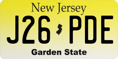 NJ license plate J26PDE