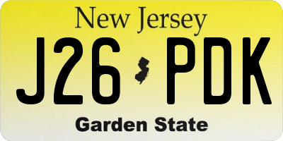 NJ license plate J26PDK