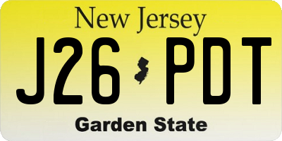 NJ license plate J26PDT
