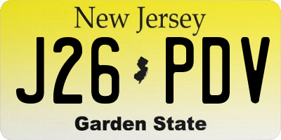 NJ license plate J26PDV