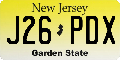 NJ license plate J26PDX