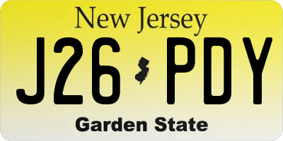 NJ license plate J26PDY