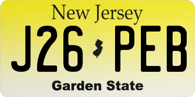NJ license plate J26PEB
