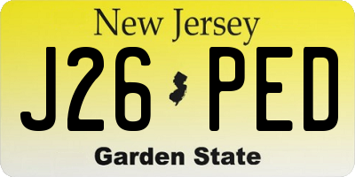 NJ license plate J26PED