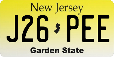 NJ license plate J26PEE