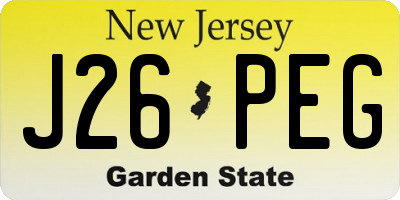 NJ license plate J26PEG
