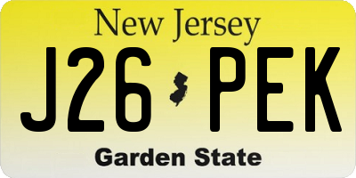 NJ license plate J26PEK