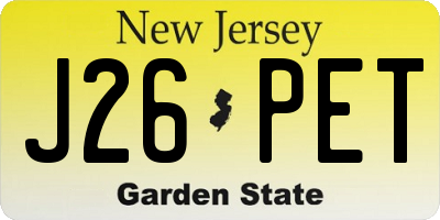 NJ license plate J26PET