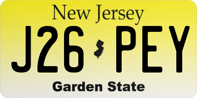NJ license plate J26PEY