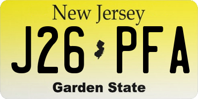 NJ license plate J26PFA
