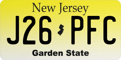 NJ license plate J26PFC