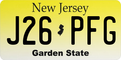 NJ license plate J26PFG