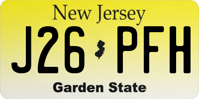 NJ license plate J26PFH