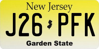 NJ license plate J26PFK