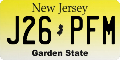 NJ license plate J26PFM