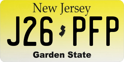 NJ license plate J26PFP