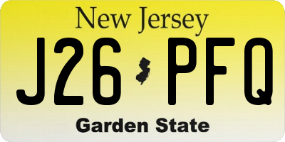 NJ license plate J26PFQ