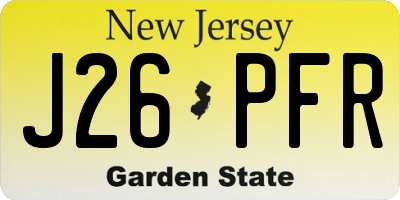 NJ license plate J26PFR