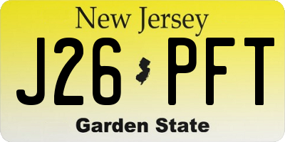 NJ license plate J26PFT