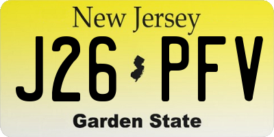 NJ license plate J26PFV