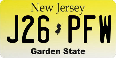 NJ license plate J26PFW