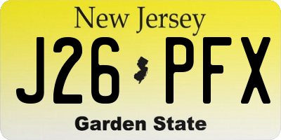 NJ license plate J26PFX