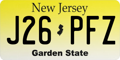 NJ license plate J26PFZ