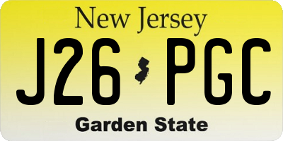 NJ license plate J26PGC