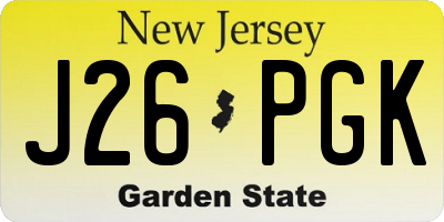 NJ license plate J26PGK